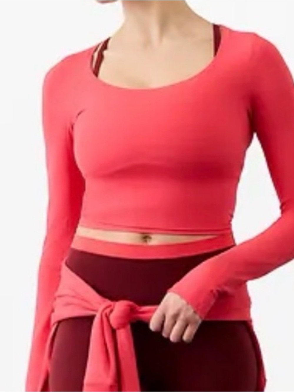 Athleta Coral Long-Sleeve Crop Top